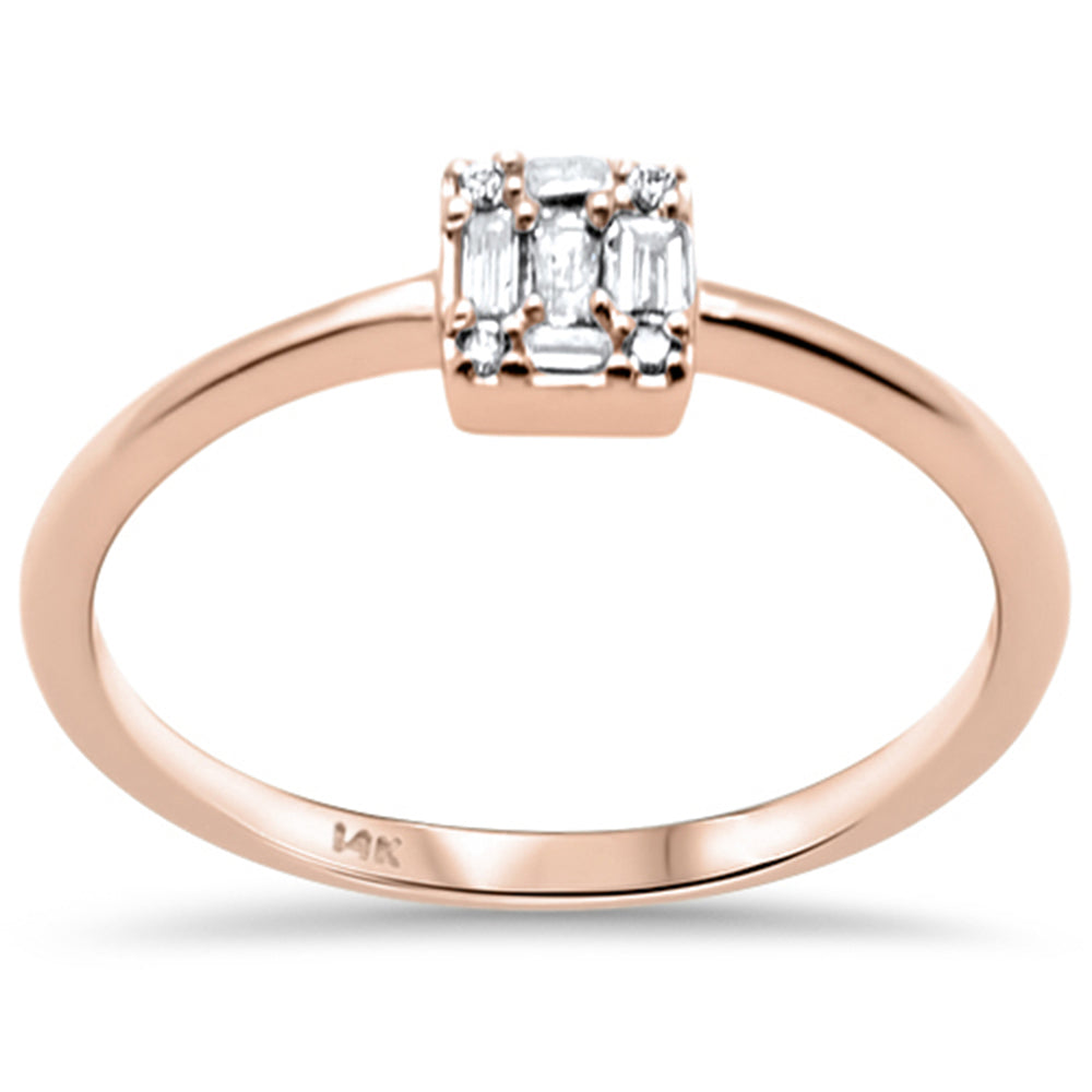 .11ct G SI 14K Rose Gold Round & Baguette DIAMOND Ring Size 6.5
