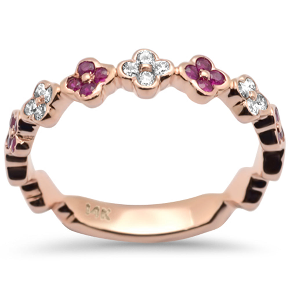 .32ct G SI 14K Rose Gold Ruby Gemstone & DIAMOND Ring Band Size 6.5