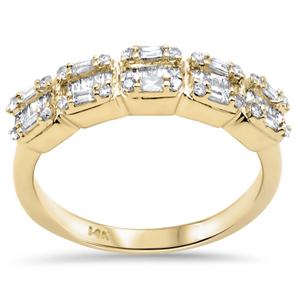 ''SPECIAL! .38ct G SI 14K Yellow Gold Round & Baguette Diamond RING Band Size 6.5''