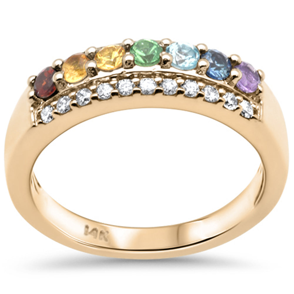 ''SPECIAL! .63ct G SI 14K Yellow Gold Diamond Multi Color Gemstones & Diamonds RING Band''