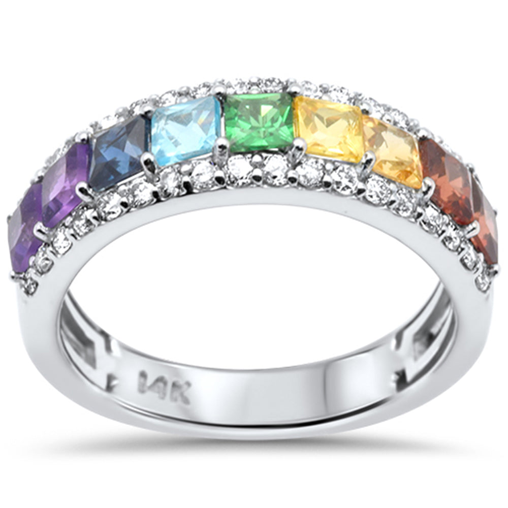 ''SPECIAL! 2.04ct G SI 14K White Gold DIAMOND Multi Color Gemstones & DIAMONDs Ring Band''