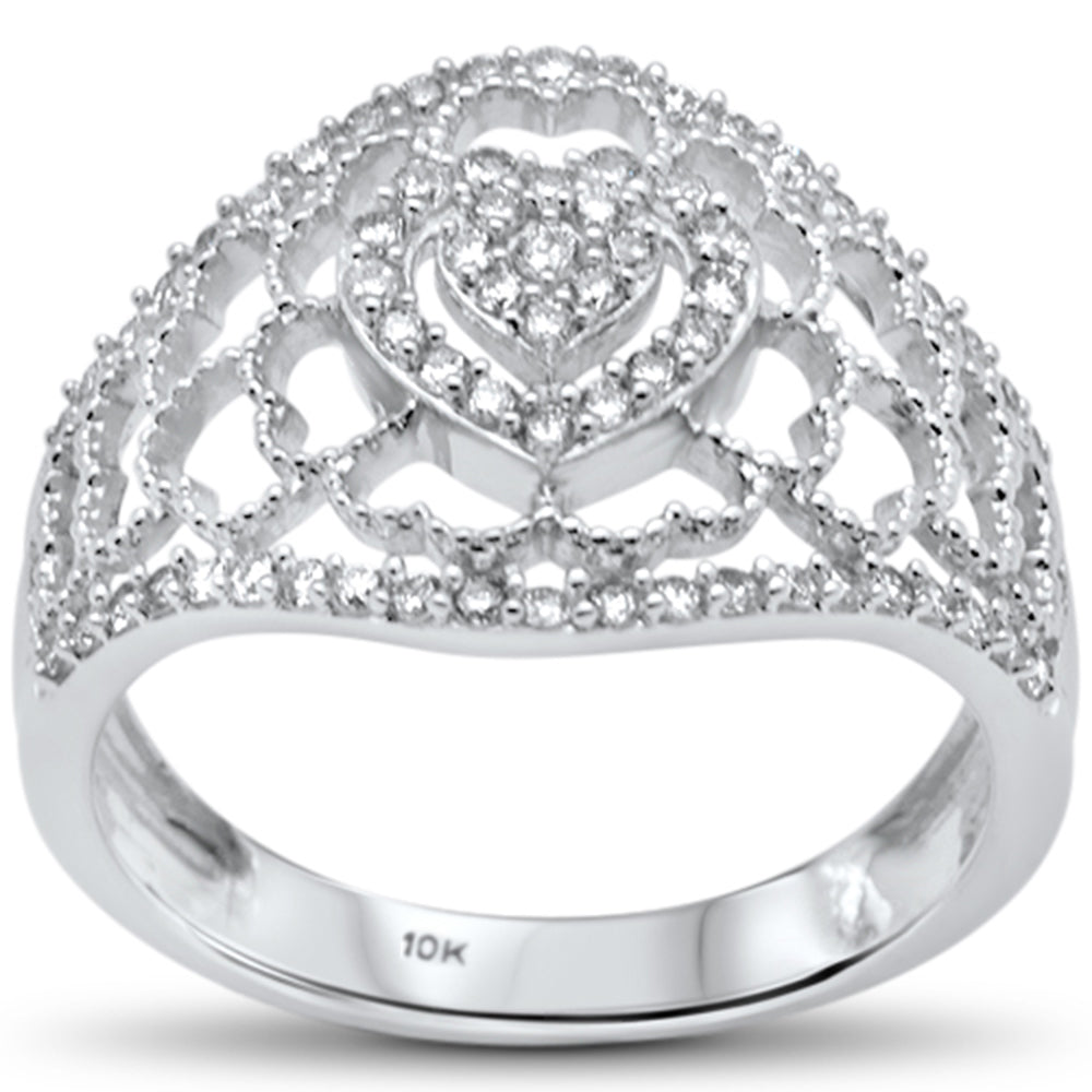''SPECIAL! .38ct G SI 10K White GOLD Diamond Heart Design Diamond Ring Band''