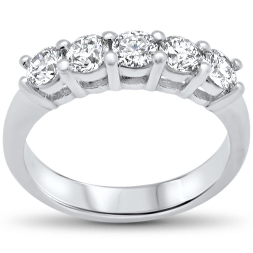 ''SPECIAL! 1.05ct G SI 14K White GOLD Round Diamond 5 Stones Engagement Ring Band Size 6.5''