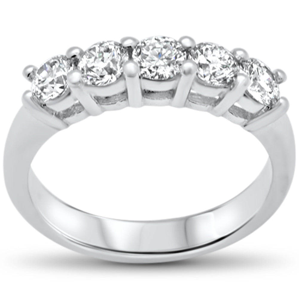 ''SPECIAL! 1.05ct G SI 14K White Gold Round DIAMOND 5 Stones Engagement Ring Band Size 6.5''