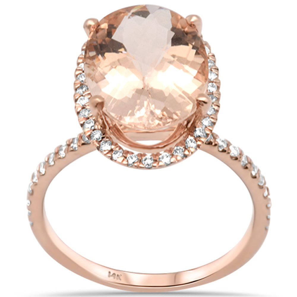 ''SPECIAL! 5.29ct G SI 14K Rose Gold Oval Natural Morganite & DIAMOND Ring Size 7''