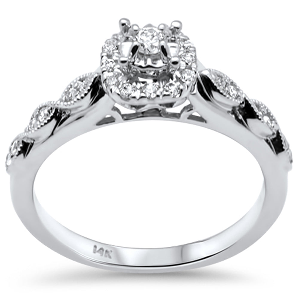 ''SPECIAL! .29ct G SI 14K White Gold Diamond Halo Engagement RING Size 6.5''