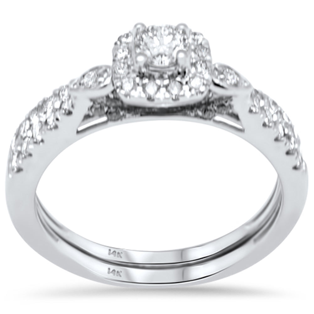 ''SPECIAL! .89ct G SI 14K White Gold DIAMOND Halo Engagement Ring Size 6.5''