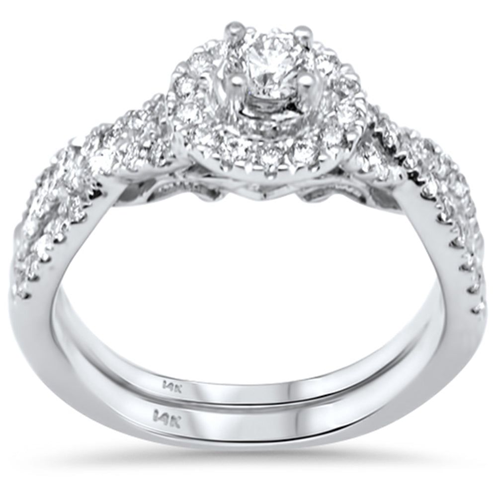 ''SPECIAL! 1.00ct G SI 14K White Gold DIAMOND Halo Engagement Ring Bridal Set Size 6.5''