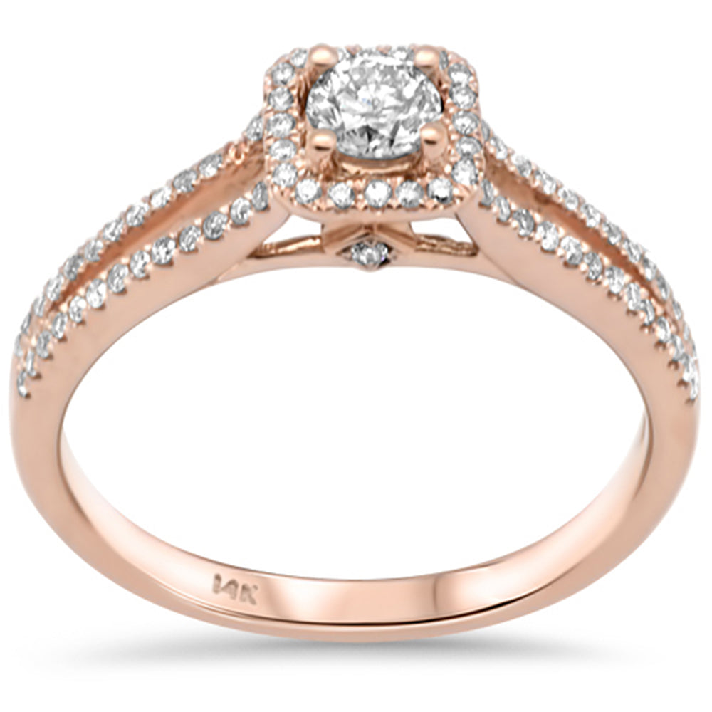 ''SPECIAL! .45ct G SI 14K Rose Gold DIAMOND Halo Engagement Ring Size 6.5''