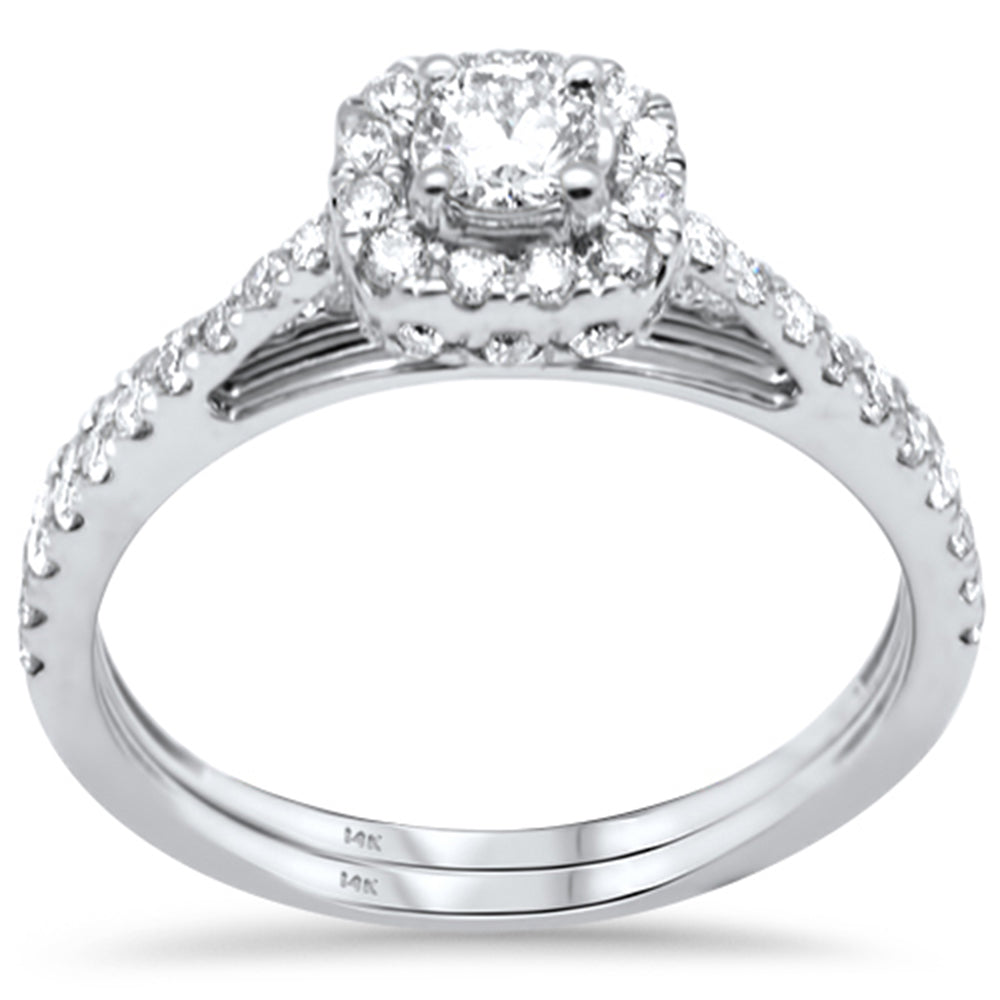 ''SPECIAL! .78ct G SI 14K White Gold DIAMOND Halo Engagement Ring Set Size 6.5''