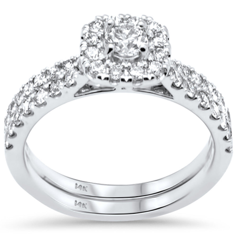 ''SPECIAL! .98ct G SI 14K White GOLD Diamond Halo Engagement Ring Bridal Set Size 6.5''