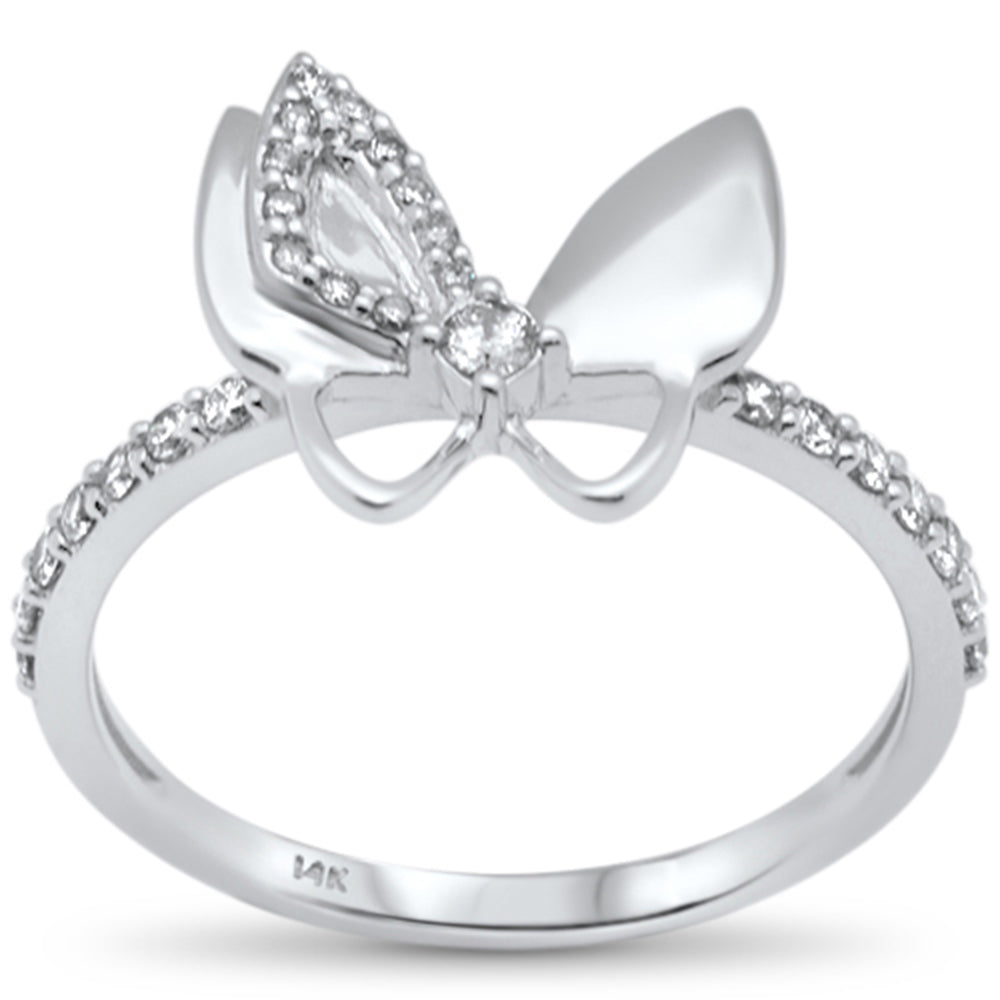 ''SPECIAL! .26ct G SI 14K White Gold DIAMOND Butterfly Ring Band Size 6.5''