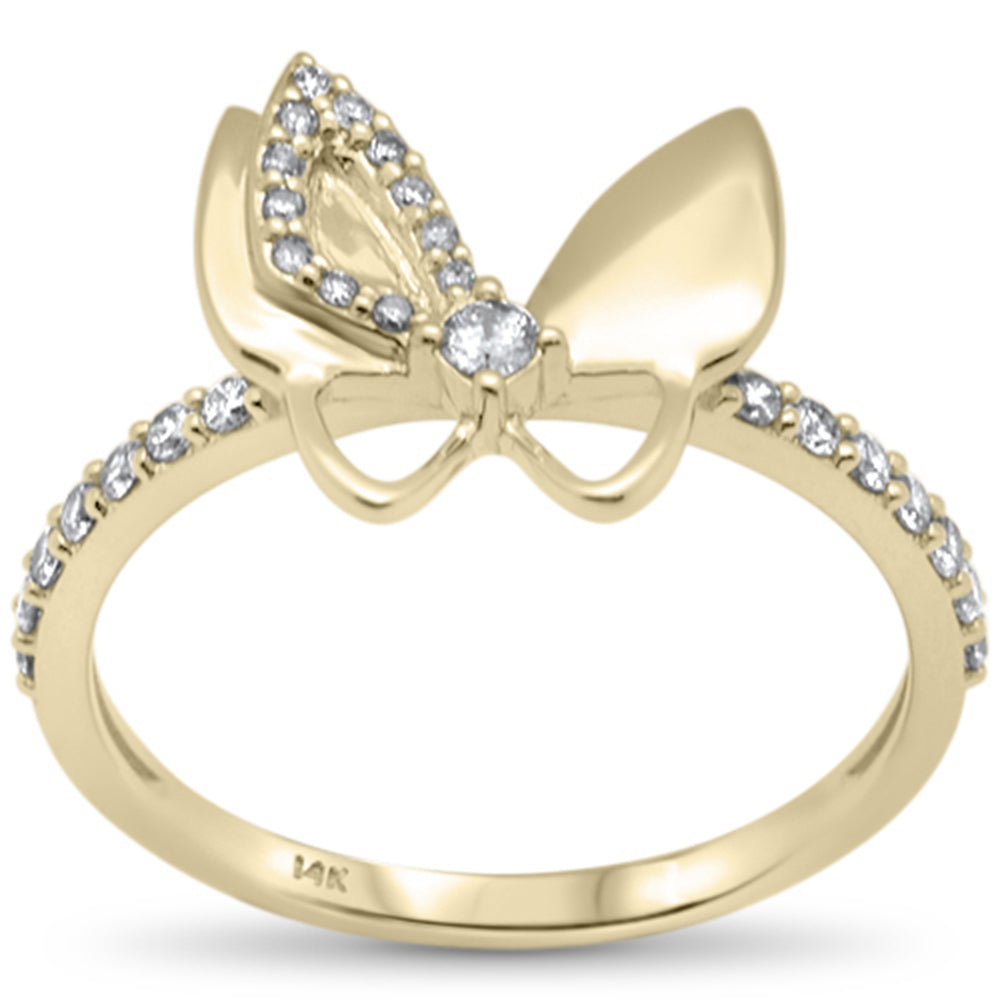 ''SPECIAL! .25ct G SI 14K Yellow Gold DIAMOND Butterfly Ring Band Size 6.5''