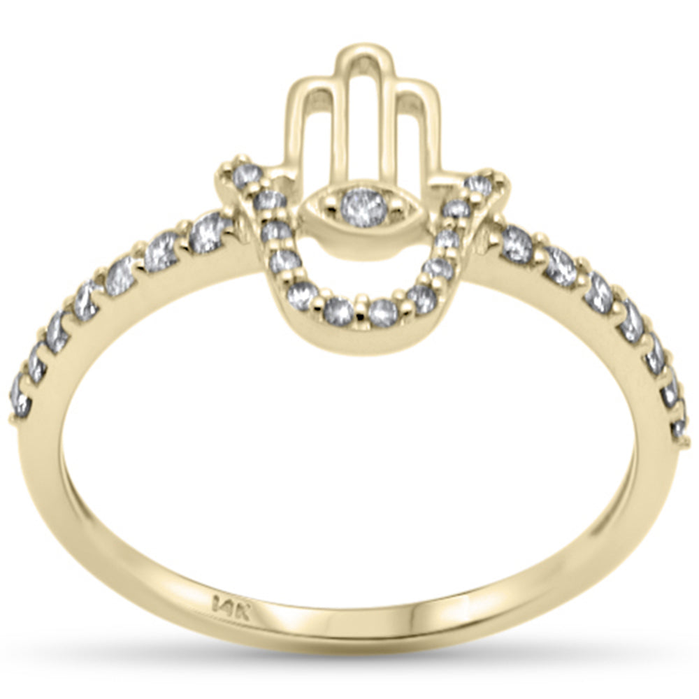 ''SPECIAL! .27ct G SI 14K Yellow Gold DIAMOND Hamsa Ring Band Size 6.5''