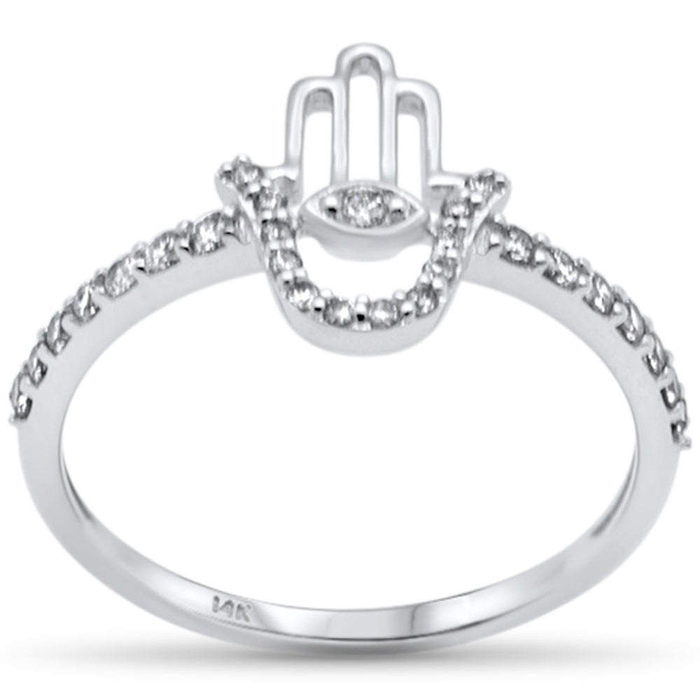 ''SPECIAL! .25ct G SI 14K White Gold Diamond Hamsa RING Band Size 6.5''