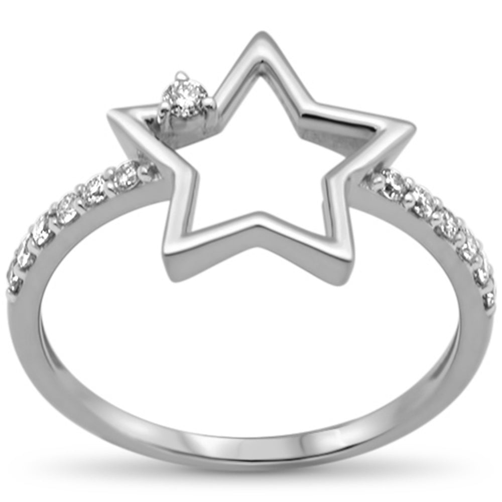 ''SPECIAL! .17ct G SI 14K White Gold DIAMOND Star Shaped Ring Band Size 6.5''