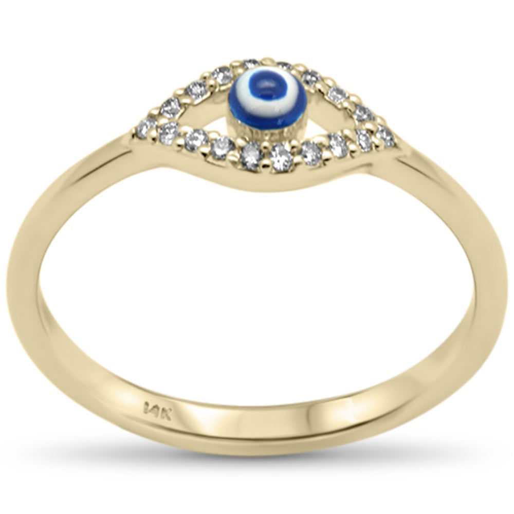 ''SPECIAL! .09ct G SI 14K Yellow GOLD Diamond Evil Eye Ring Band Size 6.5''