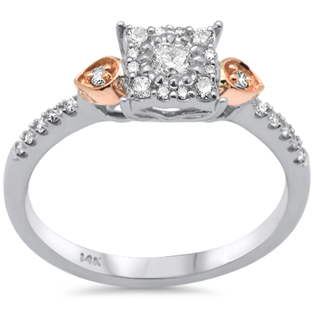 ''SPECIAL! .29ct G SI 14K Two Tone DIAMOND Square Shaped Engagement Ring Size 6.5''