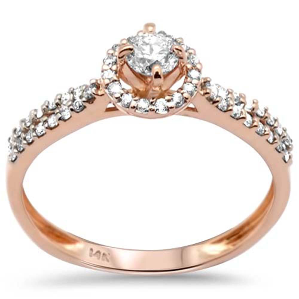 ''SPECIAL! .36ct G SI 14K Rose Gold Diamond Round Shaped Center Diamond Engagement RING Size 6.5''