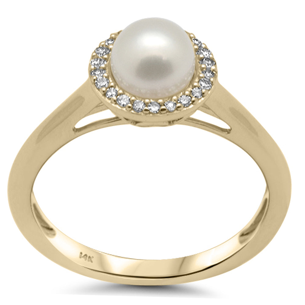 ''SPECIAL! .10ct G SI 14K Yellow GOLD Diamond Pearl & Diamond Ring Band''