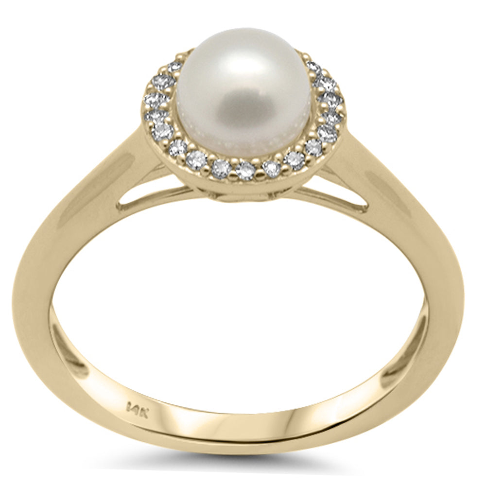 ''SPECIAL! .10ct G SI 14K Yellow Gold DIAMOND Pearl & DIAMOND Ring Band''