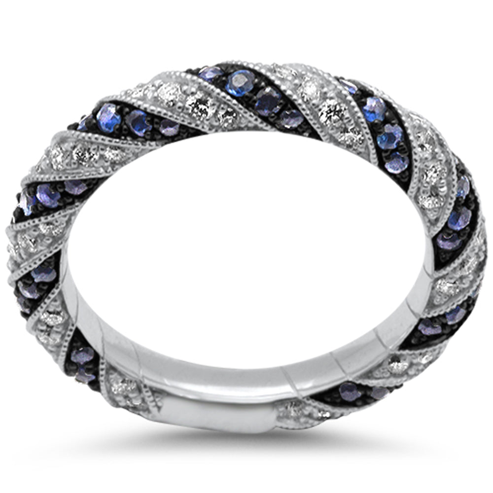 ''SPECIAL! .61ct G SI 14K White Gold Blue Sapphire & DIAMOND Ring Band''