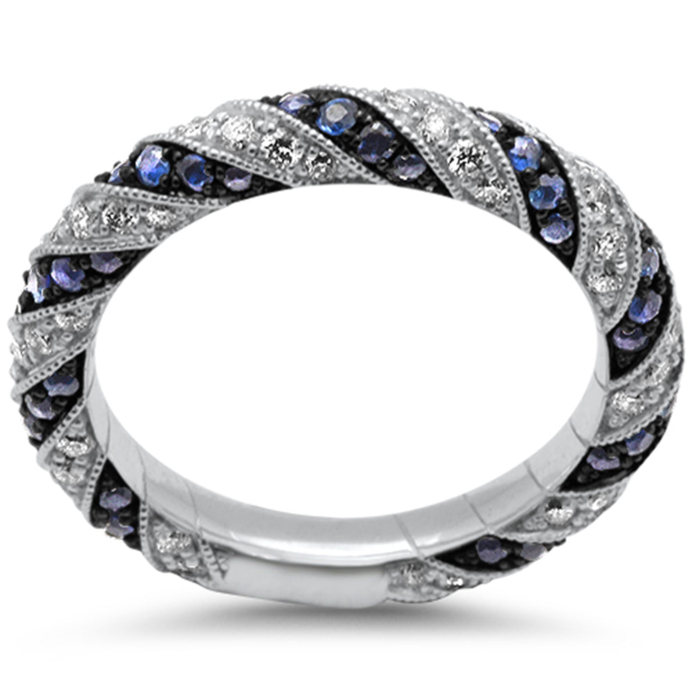 ''SPECIAL! .61ct G SI 14K White GOLD Blue Sapphire & Diamond Ring Band''