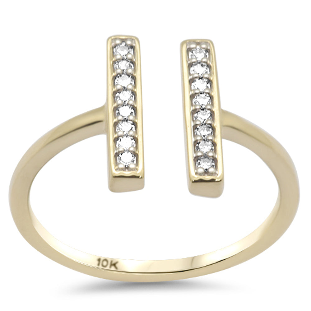 .10ct G SI 10K Yellow Gold Diamond Open Bar Style RING Band Size 6.5