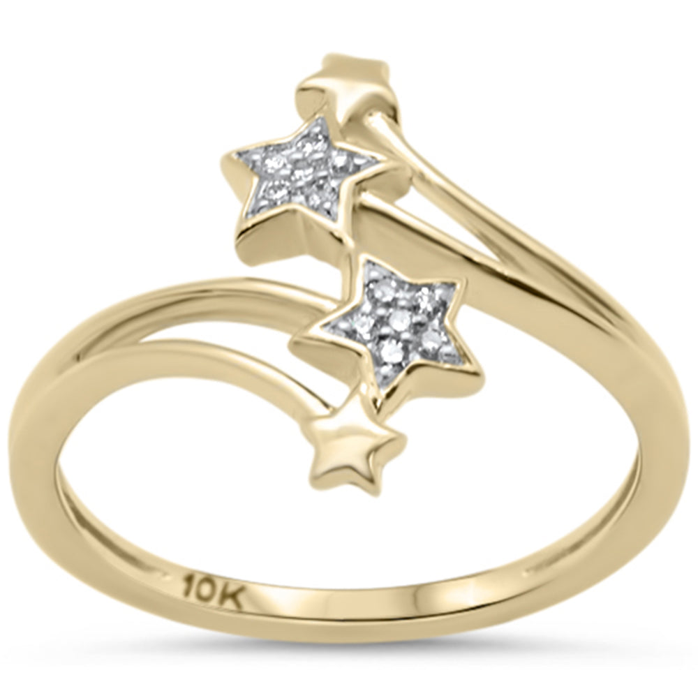 .05ct G SI 10K Yellow GOLD Diamond Stars Ring Size 6.5