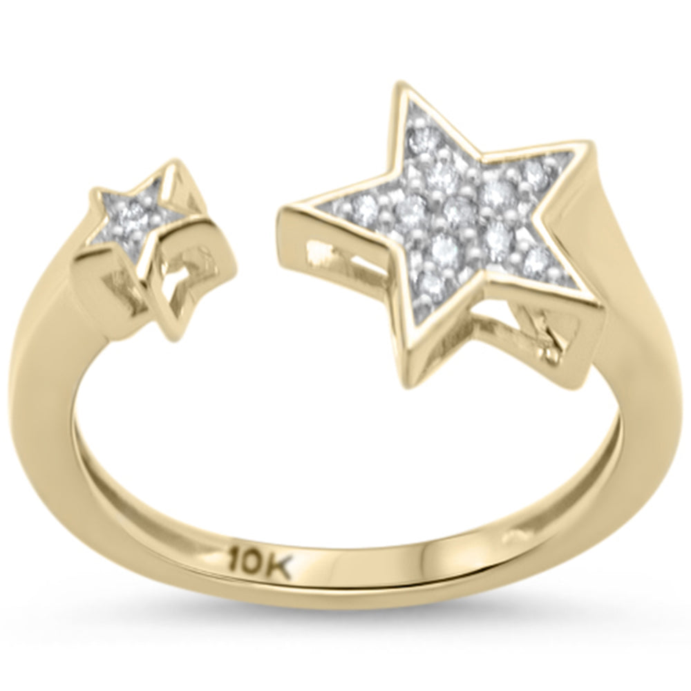 .11ct G SI 10K Yellow Gold Diamond Stars Open RING Band Size 6.5