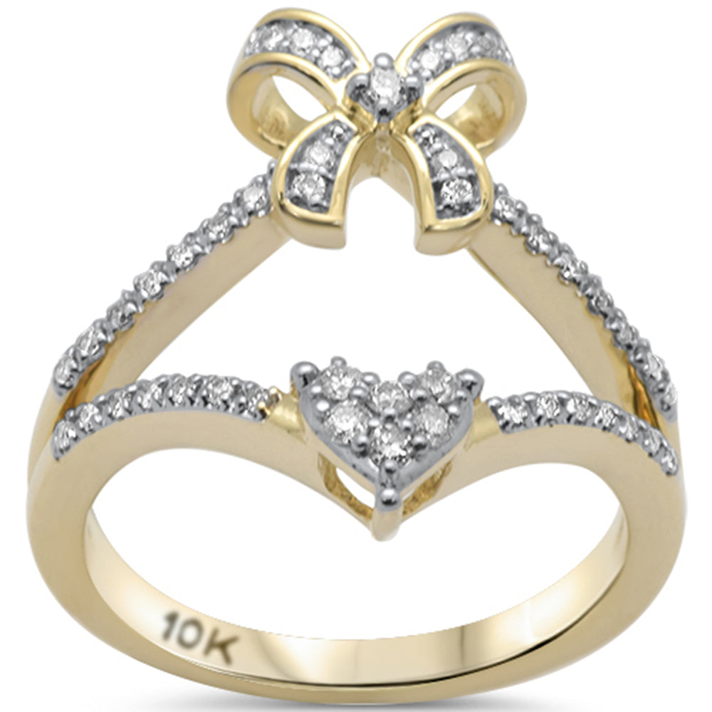 SPECIAL! .25ct G SI 10K Yellow Gold Diamond Ribbon & Arrow Style RING Band Size 6.5