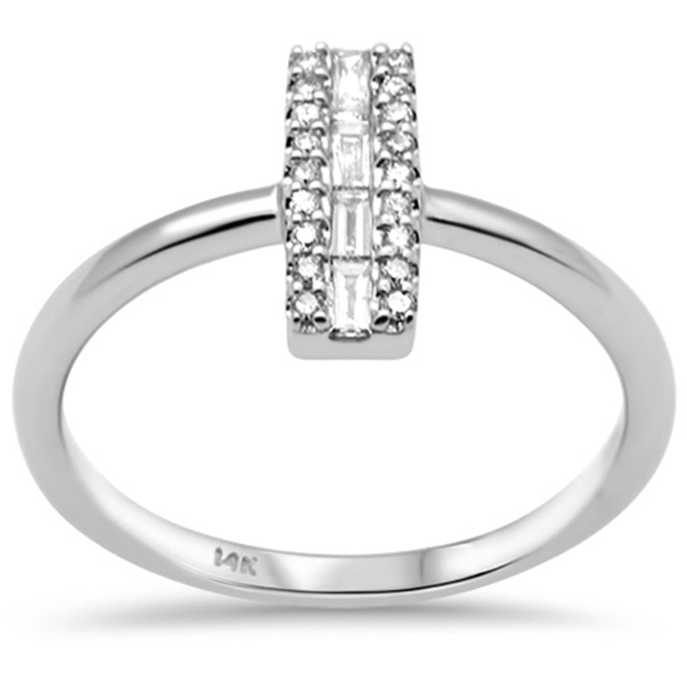 ''SPECIAL! .17ct G SI 14K White Gold DIAMOND Round & Baguette Ring Band Size 6.5''