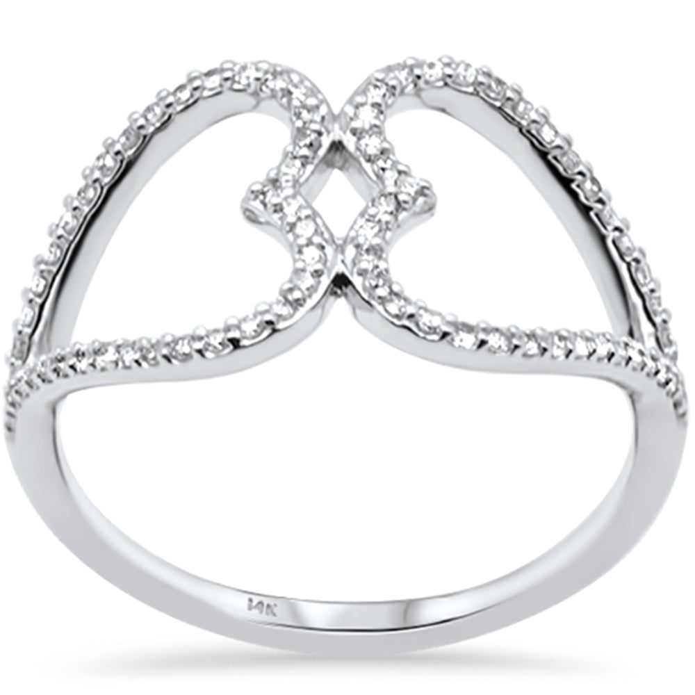 ''SPECIAL! .19ct G SI 14K White Gold Diamond Two Hearts Style RING Band Size 6.5''