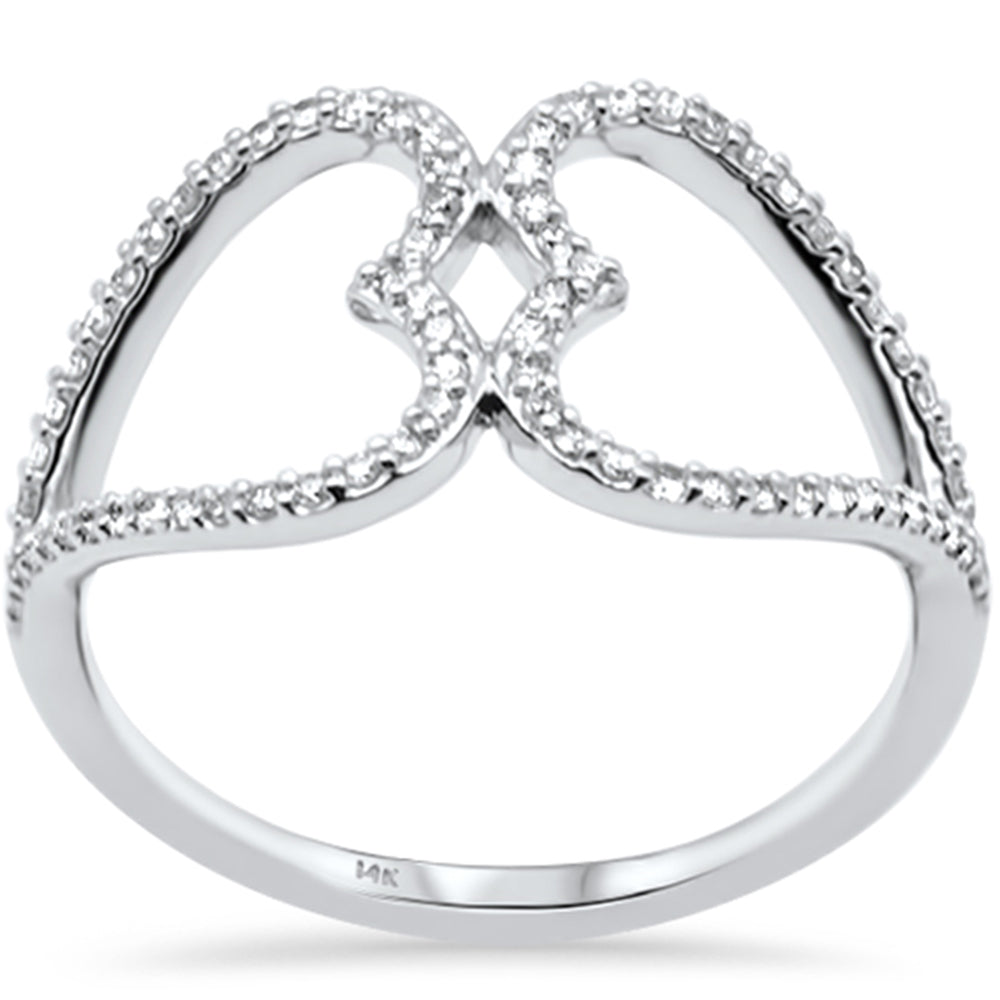 ''SPECIAL! .19ct G SI 14K White Gold DIAMOND Two Hearts Style Ring Band Size 6.5''