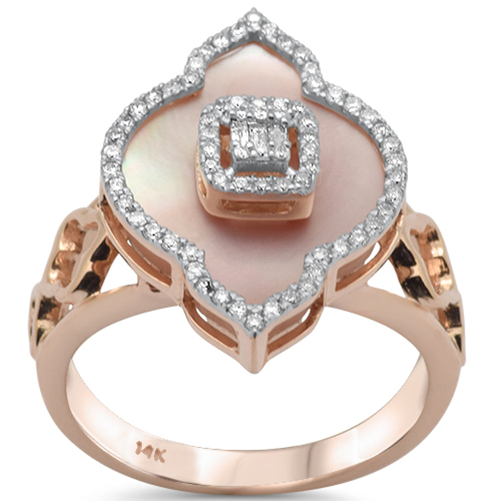 ''SPECIAL! 3.82ct G SI 14K Rose Gold Diamond Pink Mother of Pearl RING''