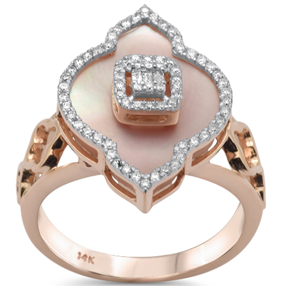 SPECIAL!  3.82ct G SI 14K Rose Gold Diamond Pink Mother of Pearl RING