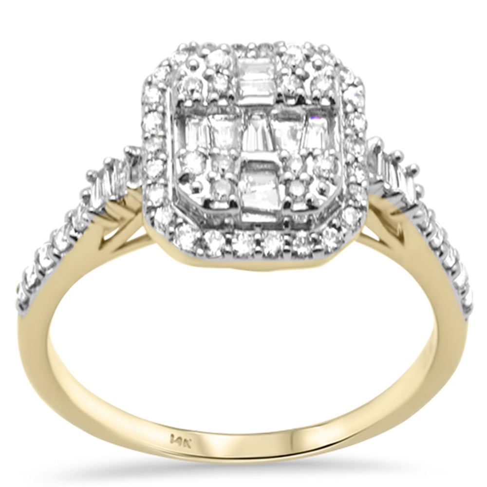''SPECIAL! .47ct G SI 14K Yellow Gold DIAMOND Round & Baguette Engagement Ring Size 6.5''