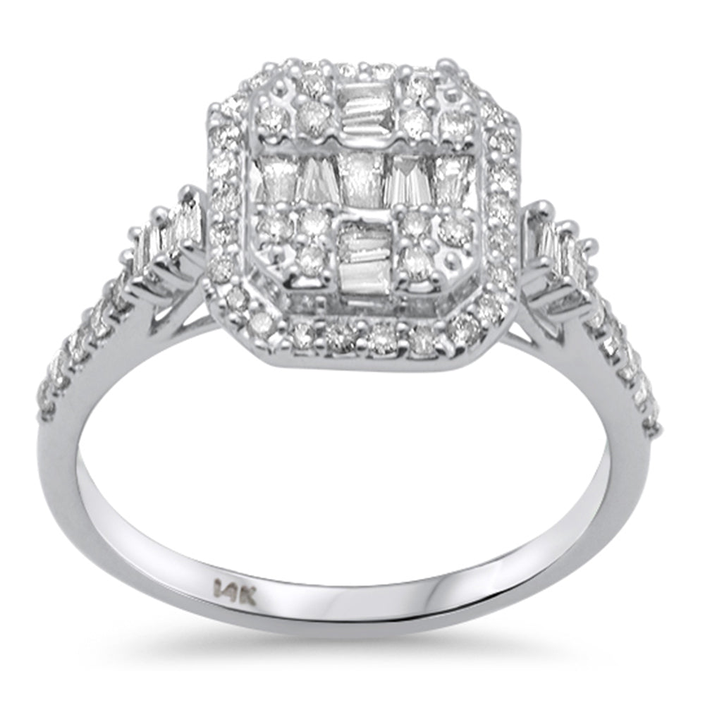 SPECIAL!  .49ct G SI 14K White Gold Round & Baguette Diamond Engagement RING Size 6.5