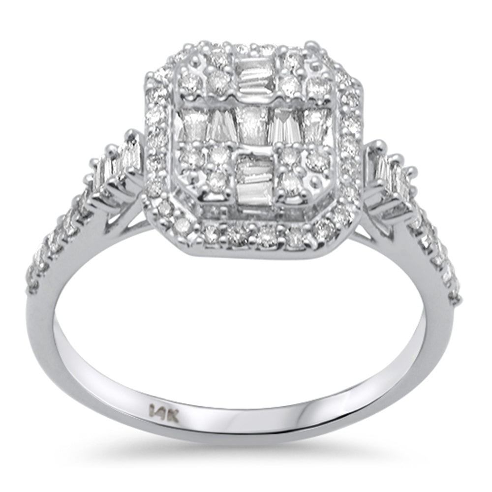 ''SPECIAL! .49ct G SI 14K White GOLD Round & Baguette Diamond Engagement Ring Size 6.5''