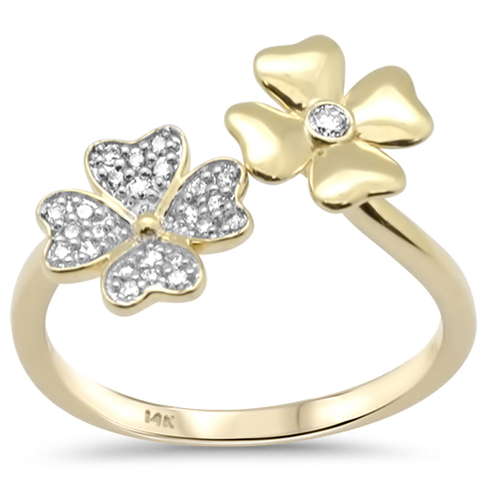 ''SPECIAL!.14ct G SI 14K Yellow Gold Diamond FLOWERS Band Ring Size 6.5''