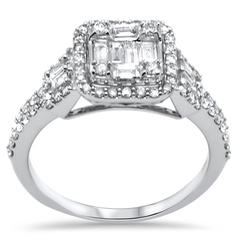 ''SPECIAL! .81ct G SI 14K White GOLD Diamond Round & Baguette Engagement Ring Size 6.5''