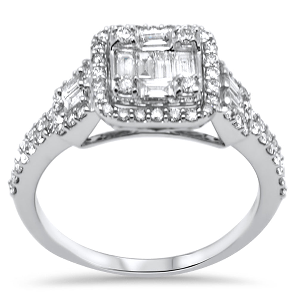''SPECIAL! .81ct G SI 14K White Gold DIAMOND Round & Baguette Engagement Ring Size 6.5''