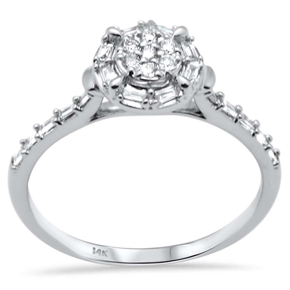 .20ct G SI 14K White GOLD Round & Baguette Diamonds Engagement Ring Size 6.5