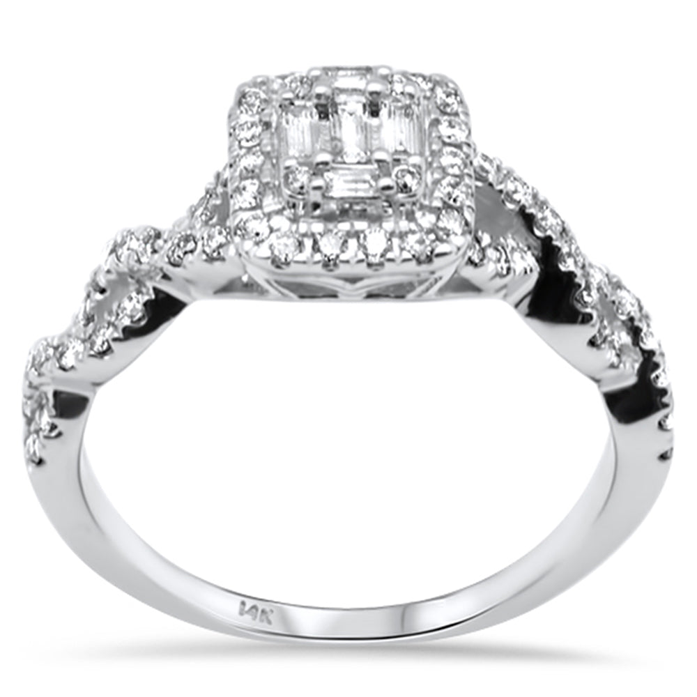 ''SPECIAL! .49ct G SI 14K White GOLD Diamond Round & Baguette Engagement Ring Size 6.5''