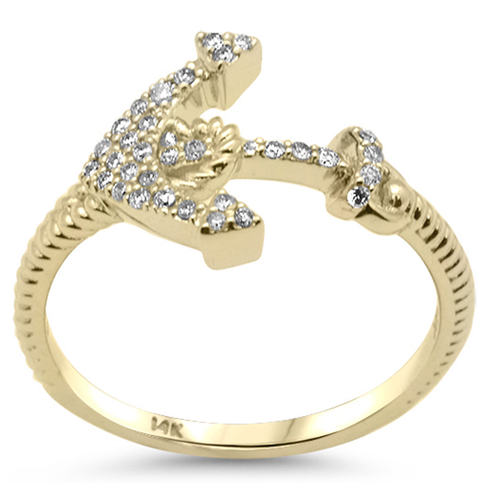 SPECIAL!  .15ct G SI 14K Yellow Gold Diamond Anchor Band RING Size 6.5