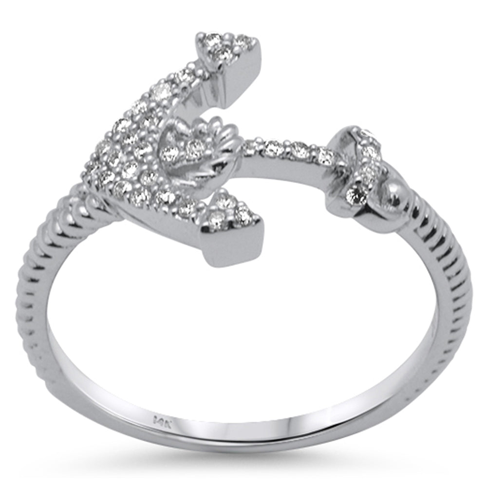 ''SPECIAL! .15ct G SI 14K White Gold Diamond Anchor Band RING Size 6.5''