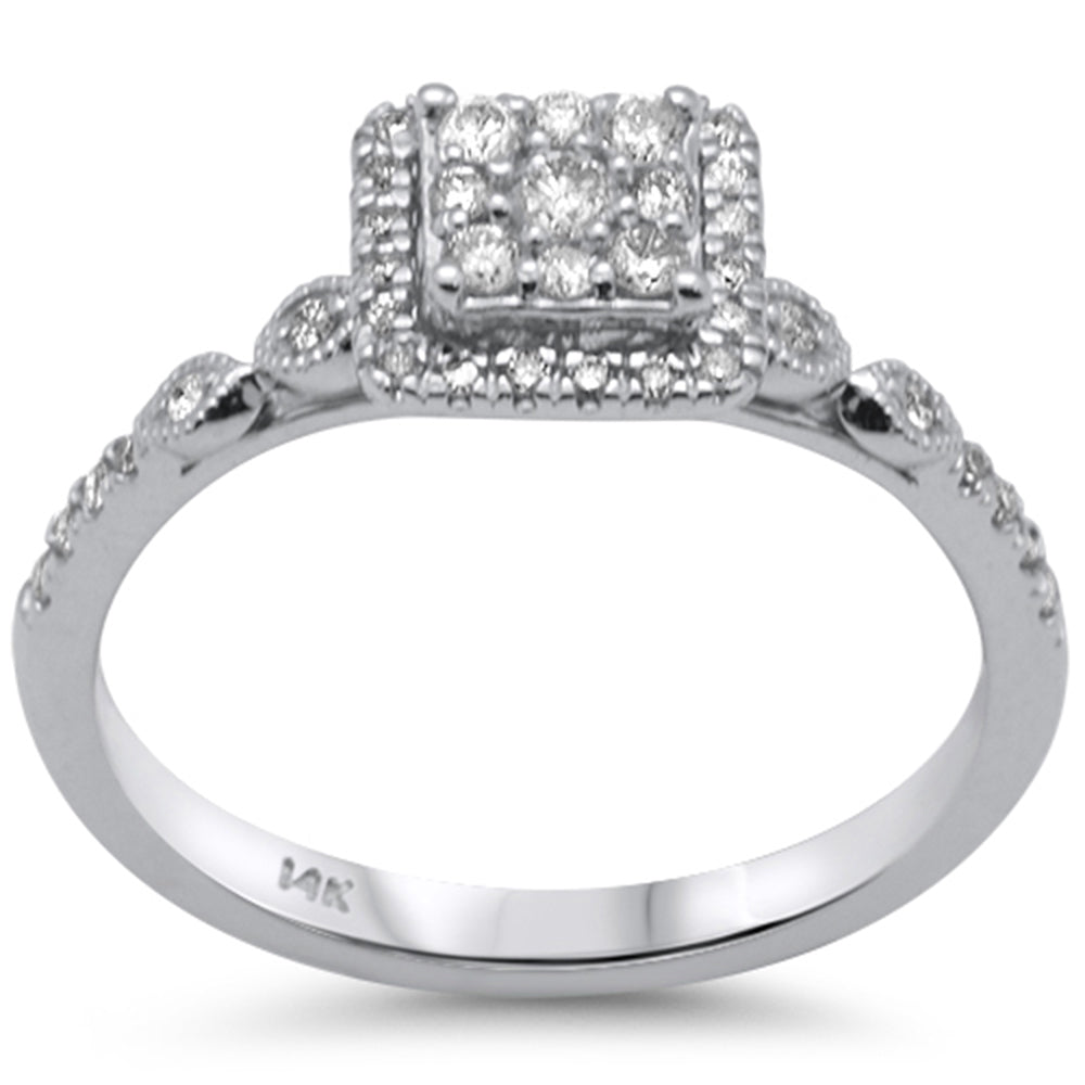 ''SPECIAL! .32ct G SI 14K White Gold Diamond Square Shaped Engagement RING Size 7''