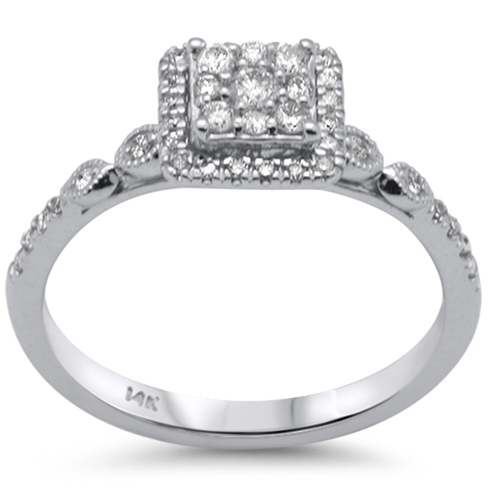 ''SPECIAL! .32ct G SI 14K White Gold DIAMOND Square Shaped Engagement Ring Size 7''