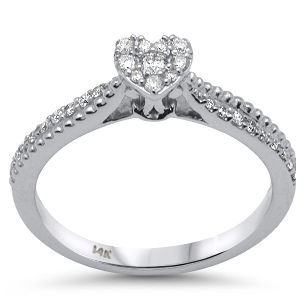 ''SPECIAL! .23ct G SI 14K White GOLD Diamond Heart Shaped Engagement Ring Size 6.5''