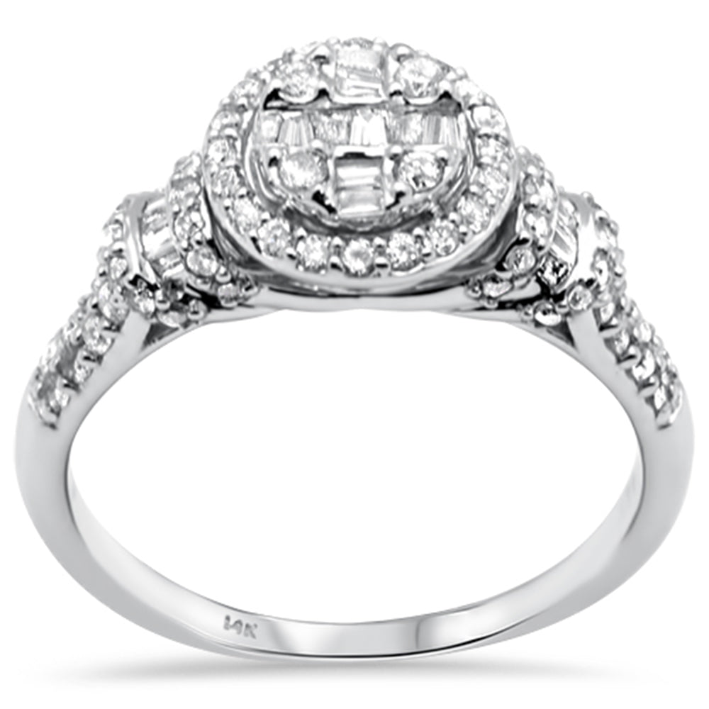 ''SPECIAL! .66ct G SI 14K White Gold Round Shape with Round & Baguette DIAMOND Engagement Ring Size 6